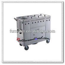 S102 Carretilla de cocina de acero inoxidable con 6 tanques